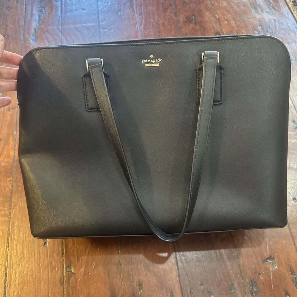 Kate Spade Cameron Street Jensen Tote Bag – Black Crosshatched Leather